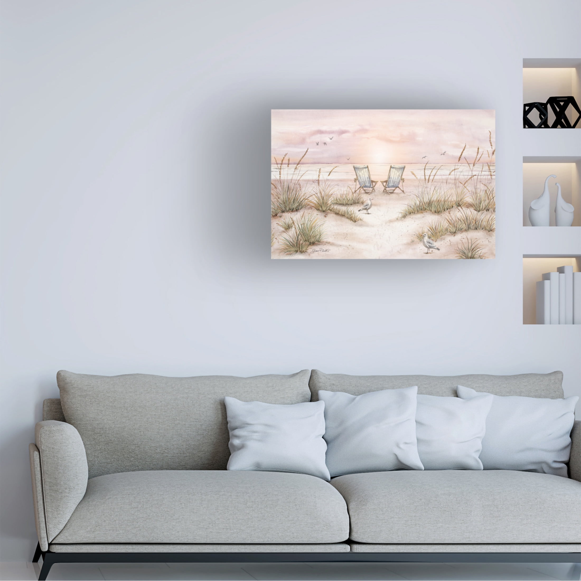 Canvas Wall Art - Jean Plout 'Sand Dune Chairs' Wall Art for Living Room, Bedroom, or Office Décor by Trademark Fine Art - 32 x 22 Inches