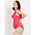 thumbnail image 3 of Motherhood Maternity Ruffle Front One Shoulder Maternity Swimsuit UPF 50+, 3 of 5