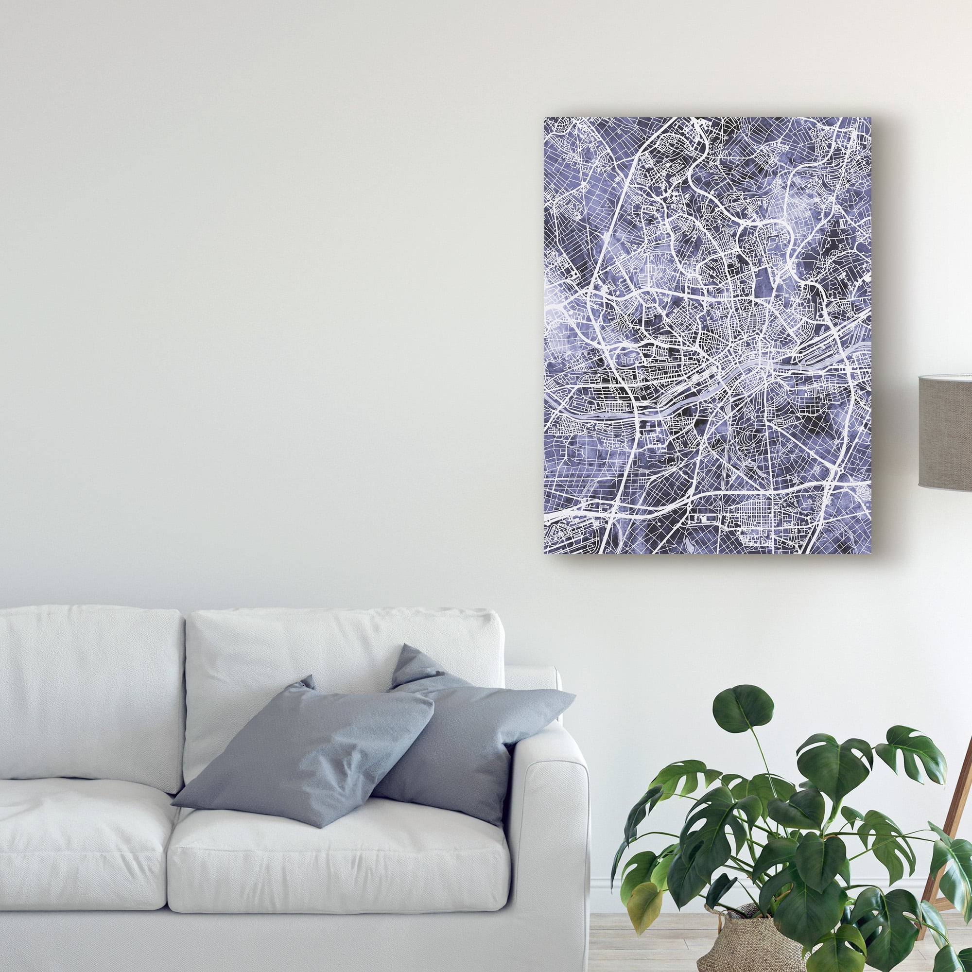 Trademark Fine Art 'Frankfurt Germany City Map Blue' Canvas Art by Michael Tompsett