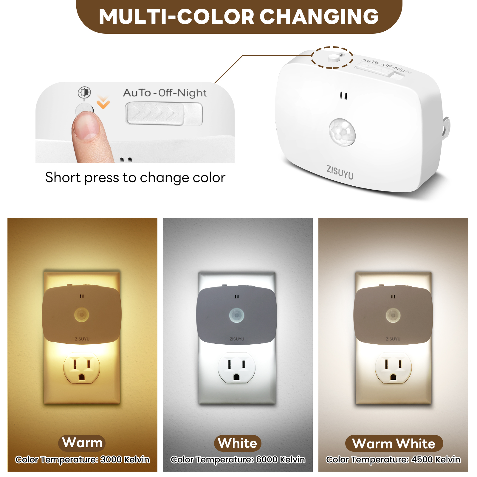 ZISUYU 2-Pack Backlit Motion Sensor LED Night Lights photo 2