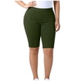 thumbnail image 4 of DORKASM Women's Plus Size Ribbed Biker Shorts Stretch Short Leggings Elastic Waist Casual Ladies Pull On Capris L-5XL Army Green 3XL, 4 of 5