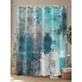 thumbnail image 4 of Fsddascl Turquoise Grey Painting Shower Curtain Set - Extra Long 72" x 96" Bathtub Curtain with 12 Hooks, Abstract Street Smear Art Modern Waterproof Fabric Stall Shower Curtains for Bathroom, 4 of 6