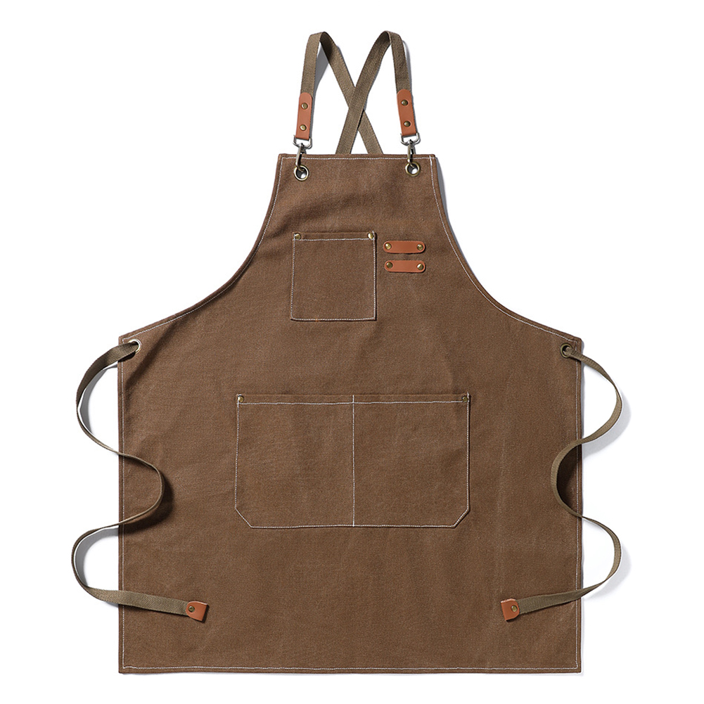 Uposao Chef Apron Canvas Apron Pocket Apron High Capacity Wear Resistant Apron Lace up Apron
