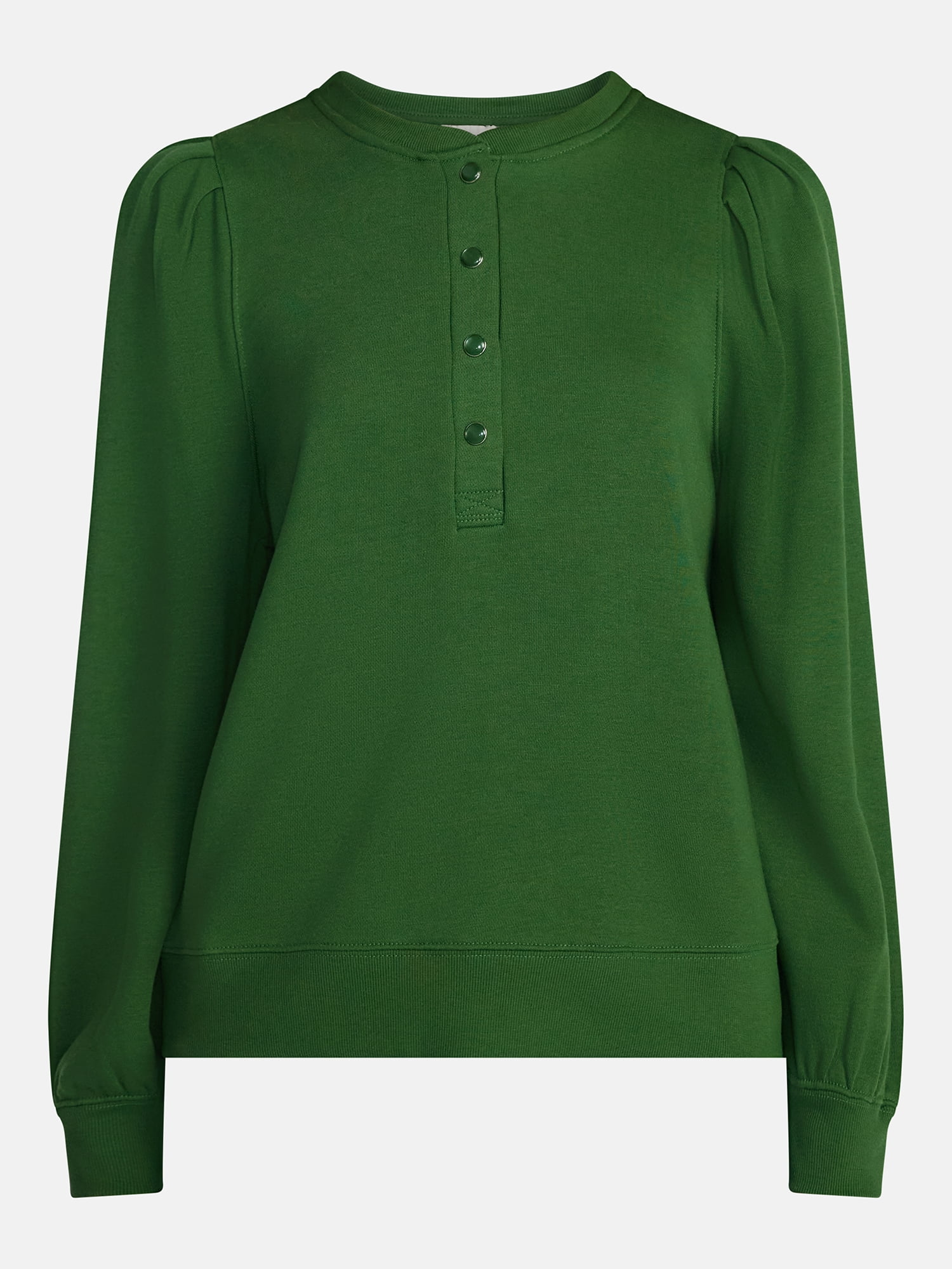 Scenario Women's Henley Sweatshirt with Long Sleeves, Sizes XS-XXXL