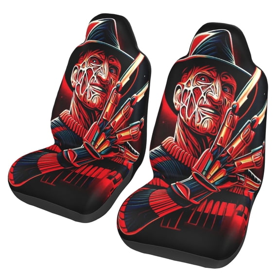 Freddy Krueger Car Seat Covers Set 2Pcs, Front Seat Covers for Car Truck Sedan SUV Auto, Universal Fit Vehicle Enterior Bucket Seat Protector Car Accessories