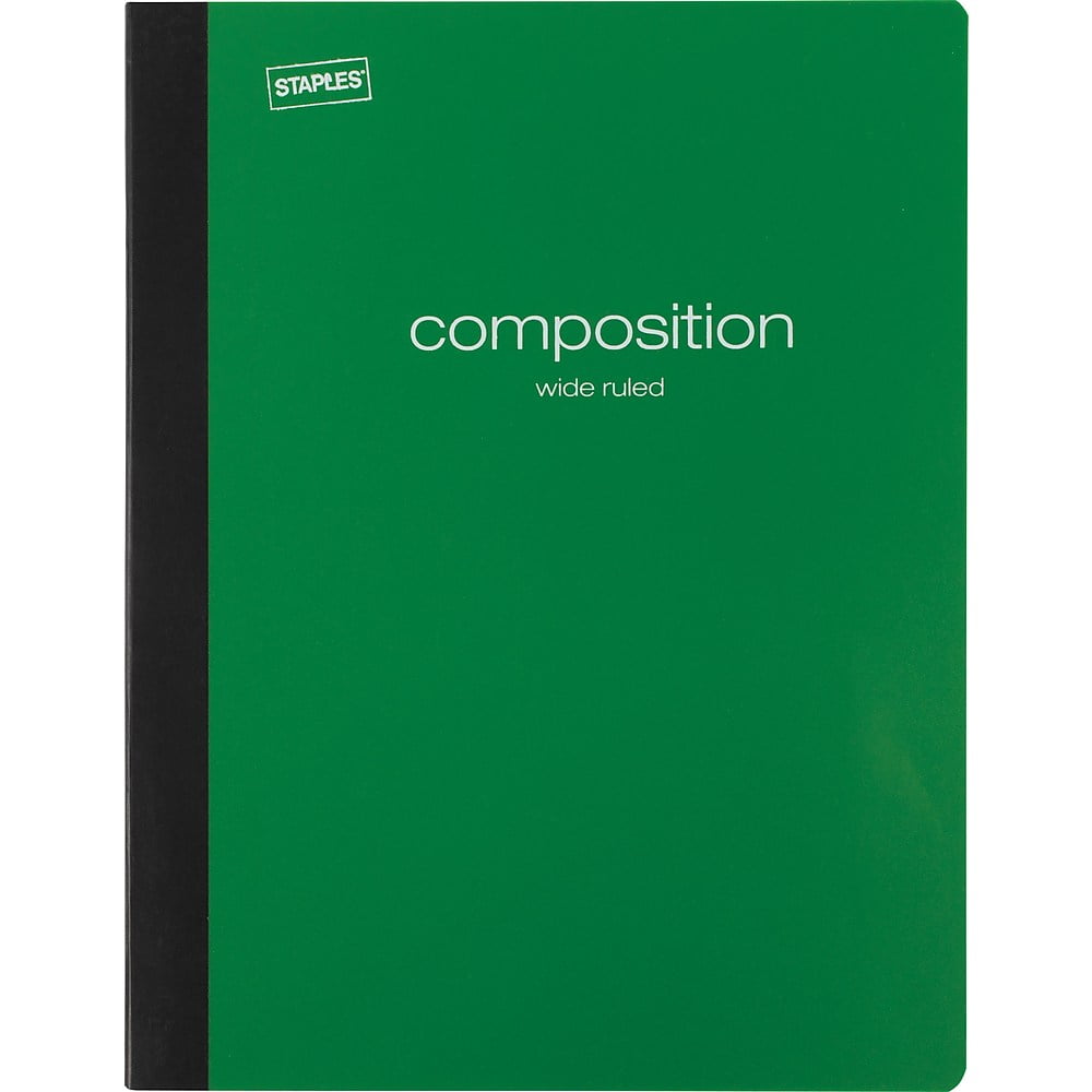 Staples Poly Composition Notebook Wide Ruled 8" x 101/2" Green
