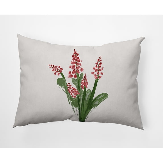 Simply Daisy, 14" x 20" Bluebell Red Floral Decorative Outdoor Pillow