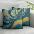 thumbnail image 3 of QZHH Paint Blue Green and Gold Liquid Marbling Ink Marble Abstract Pattern Aqua Nature Stone Turquoise Water Throw Pillow Case Decorative Cushion Cover for Sofa Couch Bed, 3 of 5