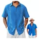 thumbnail image 1 of Playa De Guayabera Cubana Camisas Casual De Lino Para Hombre, 1 of 8