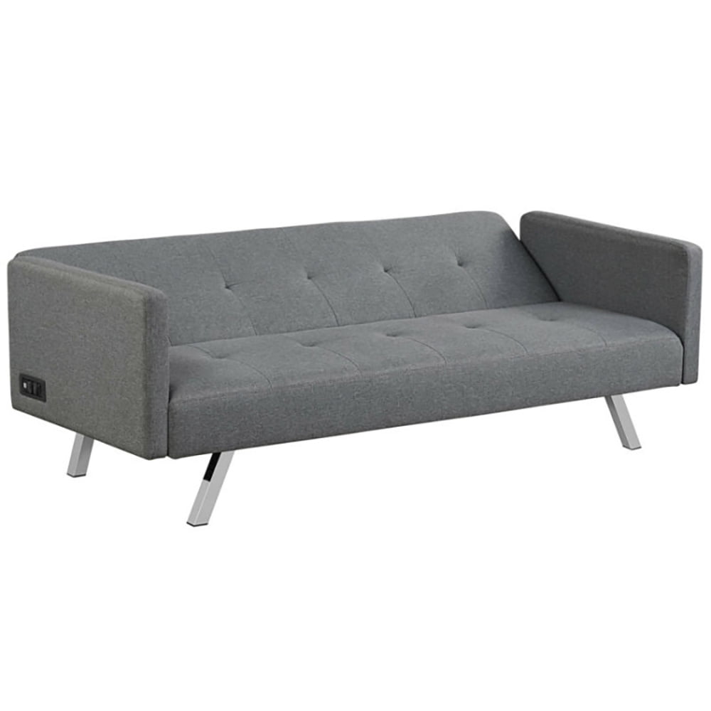 Finihen Convertible Futon Sofa Bed, Modern Convertible Sleeper Couch, 3 Seat Convertible Linen Fabric Futon Sofa with USB and Power Strip, for Living Room, Gray Finihen Convertible Futon Sofa Bed, Modern Convertible Sleeper Couch, 3 Seat Convertible Linen Fabric Futon Sofa with USB and Power Strip, for Living Room, Gray