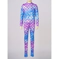 thumbnail image 3 of CHICTRY Kids Girls Mermaid Cosplay Jumpsuit Halloween Costume Fish Scales Print Long Sleeve Dance Gymnastics Unitard Type H 7-8, 3 of 7
