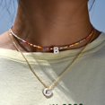 thumbnail image 3 of Gargantilla de cuentas bohemias para mujer, collar de cadena con colgante de 26 letras iniciales, joyería de perlas de concha de moda, accesorios bohemios, 3 of 4