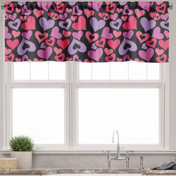 Ambesonne Love Valance Pack of 2, Pinkish Hearts Valentines, 54"X18", Multicolor