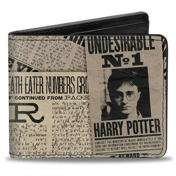 The Wizarding World of Harry Potter Wallet, Bifold, Harry Potter Newspaper Headlines Undesirable No 1, Vegan Leather