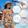 thumbnail image 6 of Xoenoiee Sunflower Cow Pattern Women's Swimsuit Tankini Tummy Control Bathing Suits Two Piece Full Coverage Slim Swim Suits with High Waisted Bottom, S, 6 of 7