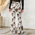 thumbnail image 4 of KDFJPTH Pants For Women Dressy Casual Fashion High Waist Cow Prints Trousers Leg Flared Wide Jeans Button Pocket Jeans Elastic Bottom Summer Women's Pants, 4 of 7