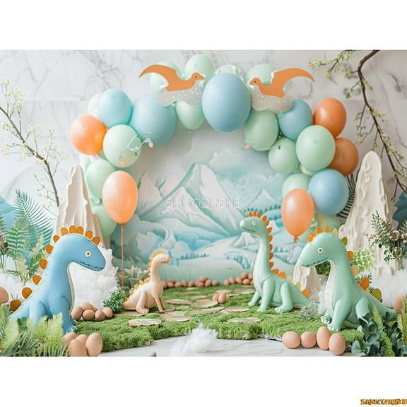 Dinosaur Theme Birthday Party rated Photography Backdrops Props Dream Balloons Arch Newborn Easter Day Background KL-01