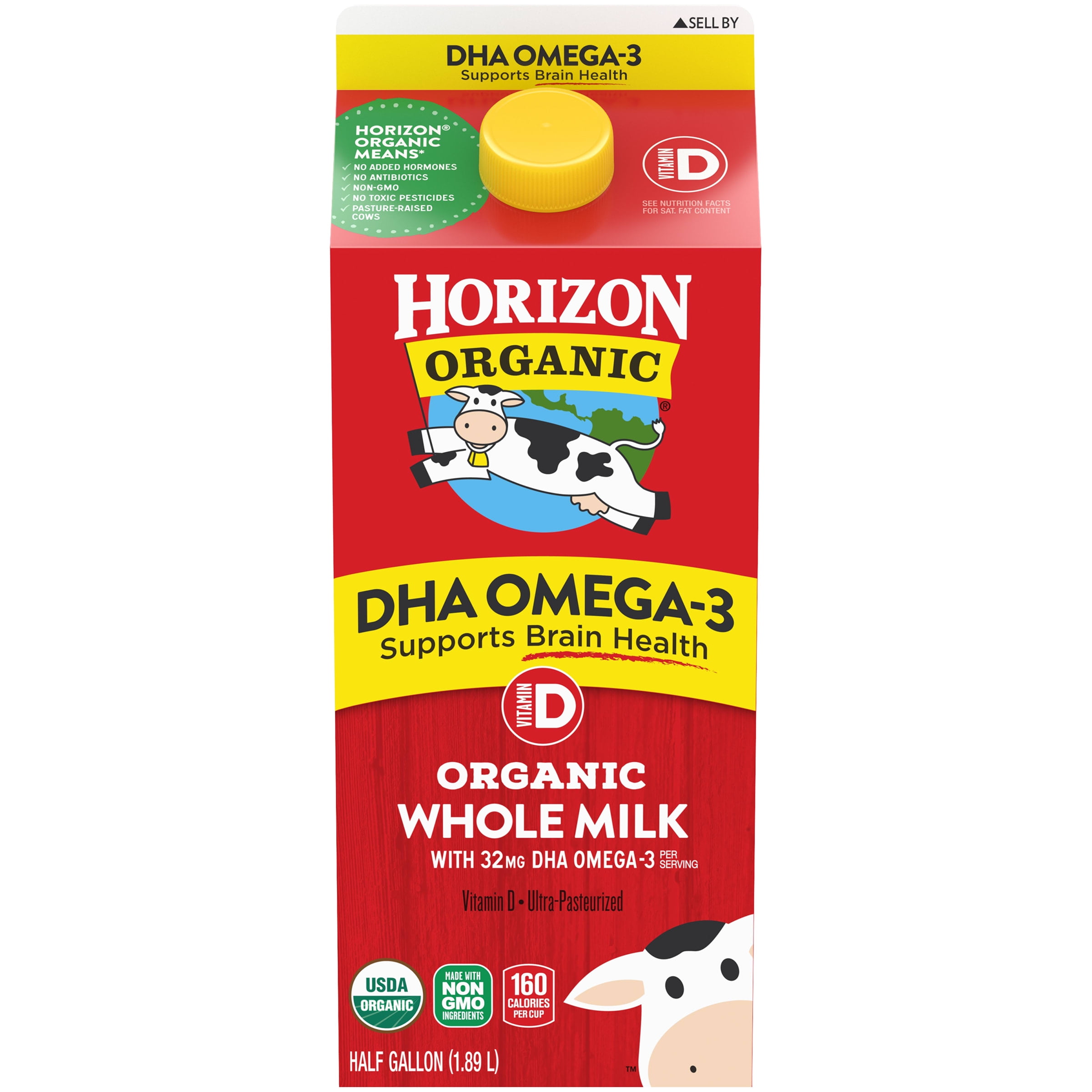 Horizon Organic Whole High Vitamin D Milk Half Gallon Walmart Com