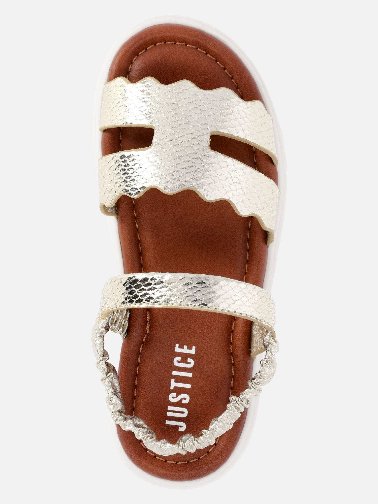 Justice Little and Big Girls Faux Leather Cut Out Sandals