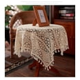 thumbnail image 4 of Square Handmade Crochet Tablecloth Table Cloth Cover for Kitchen Dinning Bedside Tabletop Decoration, 4 of 4