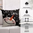 thumbnail image 3 of Lovely Snowman Throw Pillow Covers Let It Snow Decorative Pillow Covers 16x16 Set of 2 Hello Winter Black Stripes Cushion Case for Living Room Holiday Decor Bedroom, 3 of 4