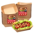 thumbnail image 1 of Bandejas para comida PULOSPACK, paquete de 100 unidades, 1,36 kg, papel kraft, capacidad de 3 libras, 1 of 9