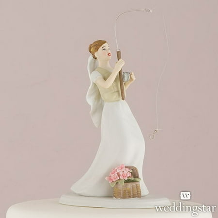 Weddingstar 7105 "Fishing" Bride Cake Topper - Caucasian