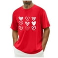 thumbnail image 1 of Tops para hombre, blusas y camisas de cuello redondo y manga corta para hombre. Camiseta/camisa informal de cuello redondo y manga corta con estampado de corazones para hombre. Tops de poliéster para, 1 of 5