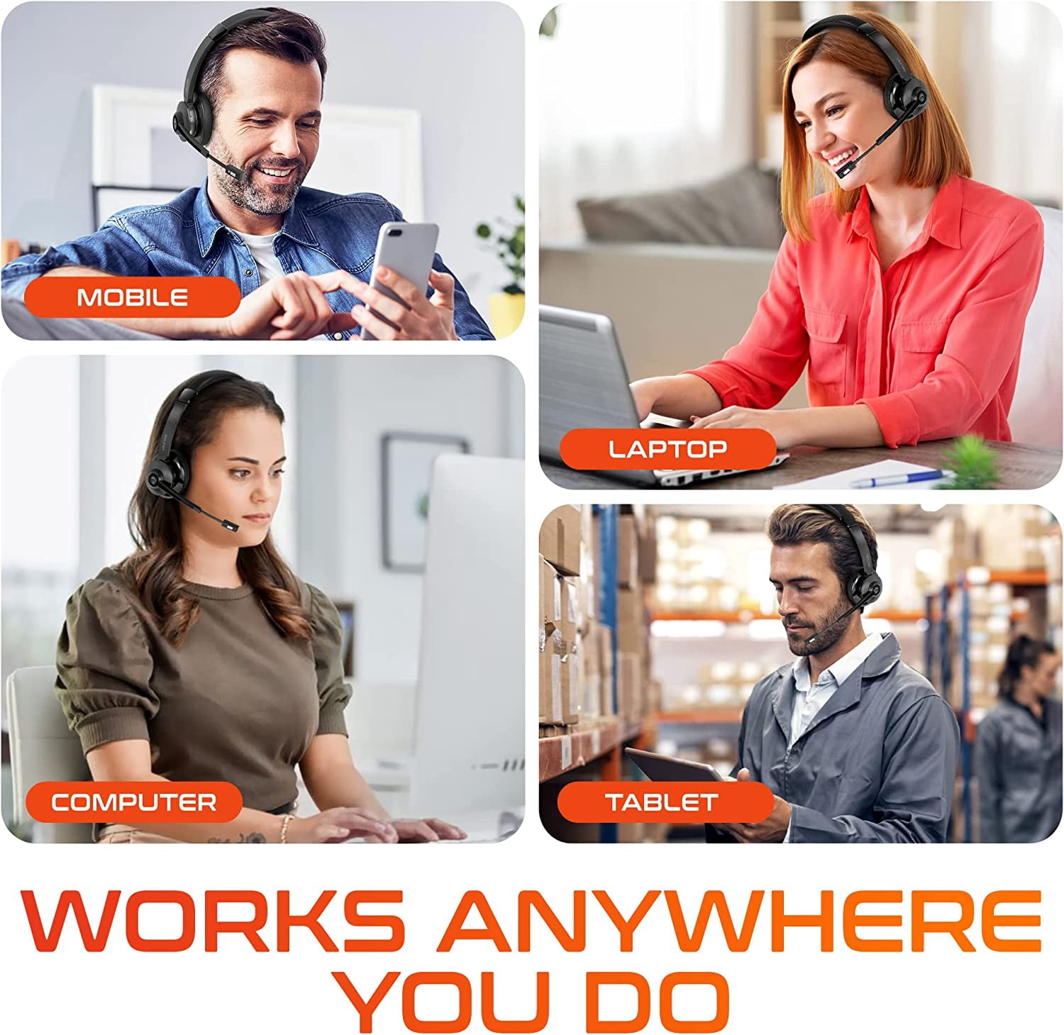 Delton 35X Bluetooth Computer Headset with Noise Cancelling Mic, Fast Charging Dock, Auto Pair USB Dongle for PC, Laptop, MacBook, Compatible with MS Teams, Google Meet, Zoom, Slack, and More - Black