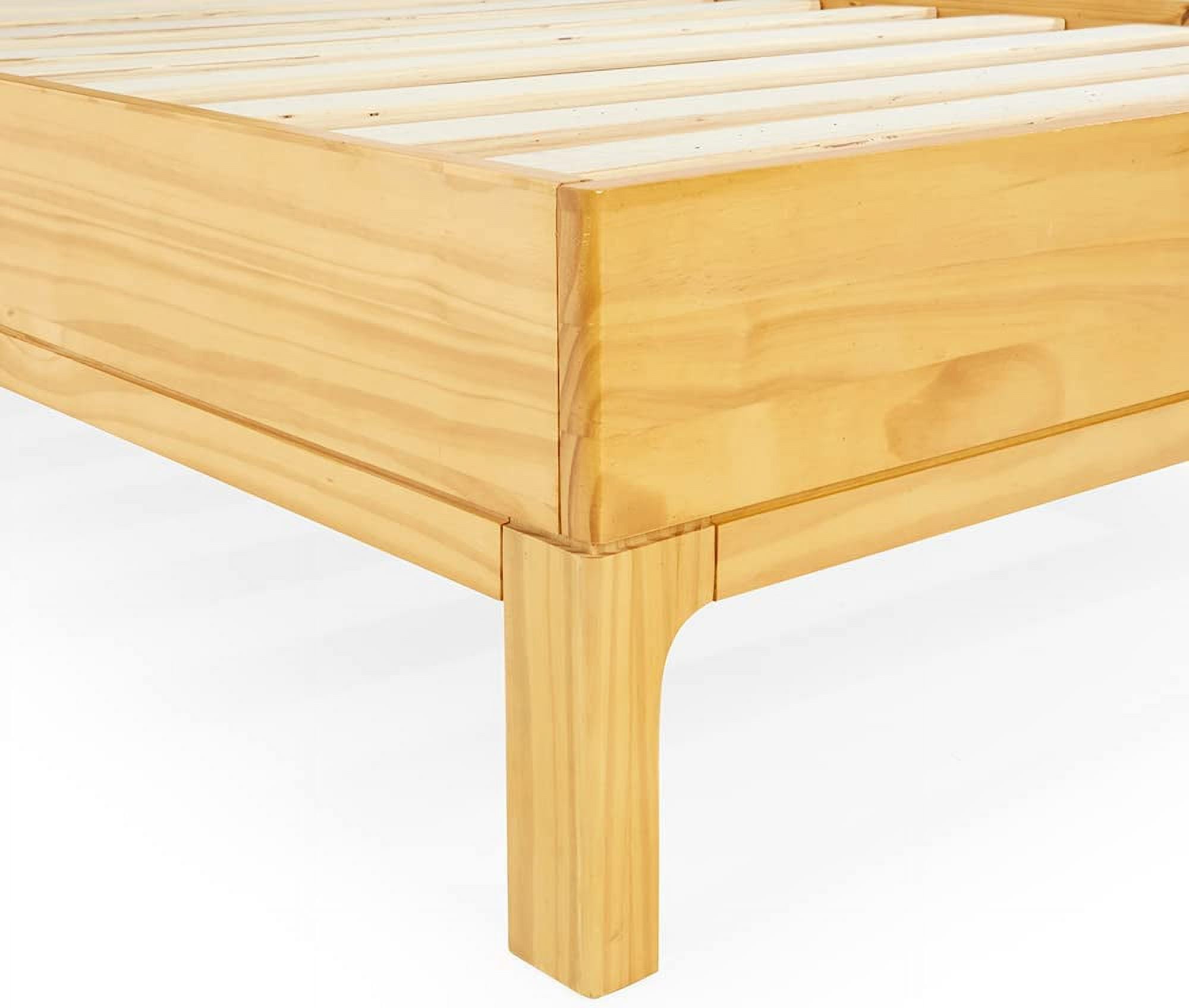 Bme King Size | Nipe 79x82x14in Deluxe Bed Frame with Adjustable Headboard, Bohemian Unique Style, Pine Wood, Natural