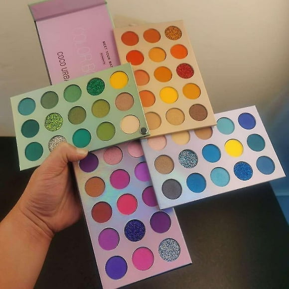 Paleta de sombras de ojos HUOGUO, 60 colores, amarillo neón, impermeable