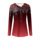 thumbnail image 2 of Gibobby Blusas De Moda Blusas de manga larga para mujer, blusas con botones y cuello en V fruncidas, camisas informales holgadas para salir, camisetas, ropa（Rojo， S), 2 of 4