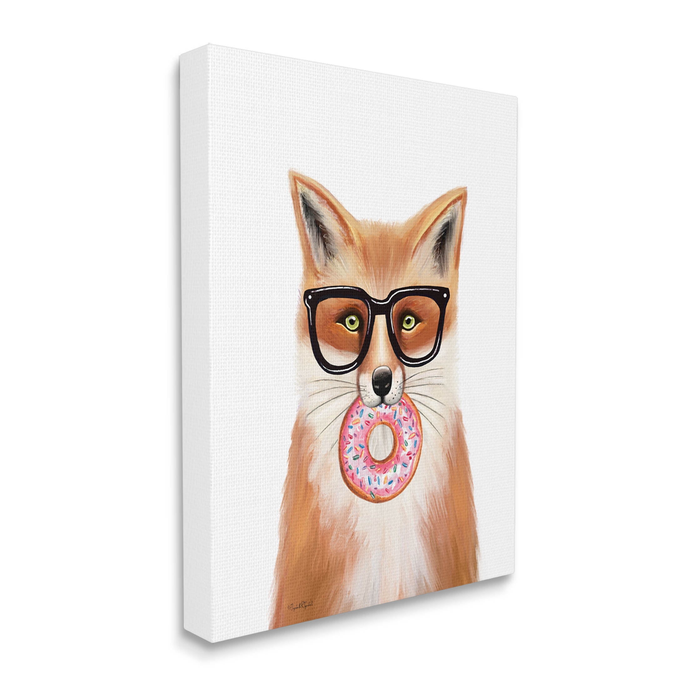 Stupell Industries Fox Holding Donut Wearing Glasses Graphic Art Gallery Wrapped Canvas Print Wall Art, Design by Elizabeth Tyndall