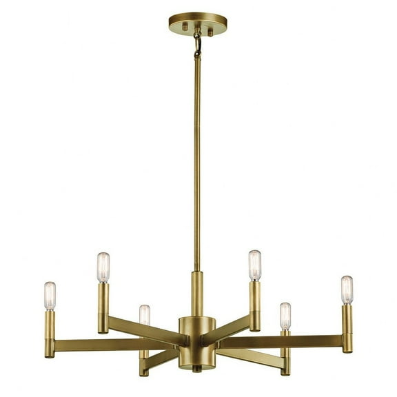43859NBR Kichler Lighting Erzo - 6 light Medium Chandelier - with Soft Contemporary Inspirations - 9.25 inches tall by 26 inches wide-Natural Brass
