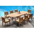 thumbnail image 4 of Teak Dining Set:8 Seater 9 Pc - 117" Double Extension Oval Table 8 Giva Arm / Captain Chairs Outdoor Patio Grade-A Teak Wood WholesaleTeak #WMDSGVd, 4 of 4