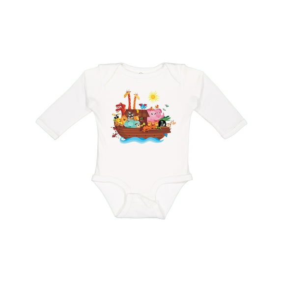 Inktastic Animal Ark Bible Story Christian Boys or Girls Long Sleeve Baby Bodysuit