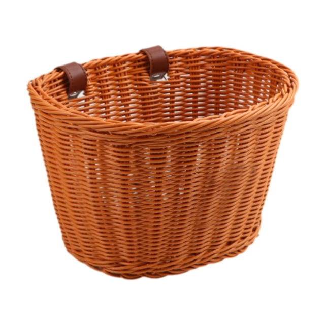 Lipstore Bike Basket with Adjustable PU Straps Handlebar Mount Lightweight Bike Accessory Brown
