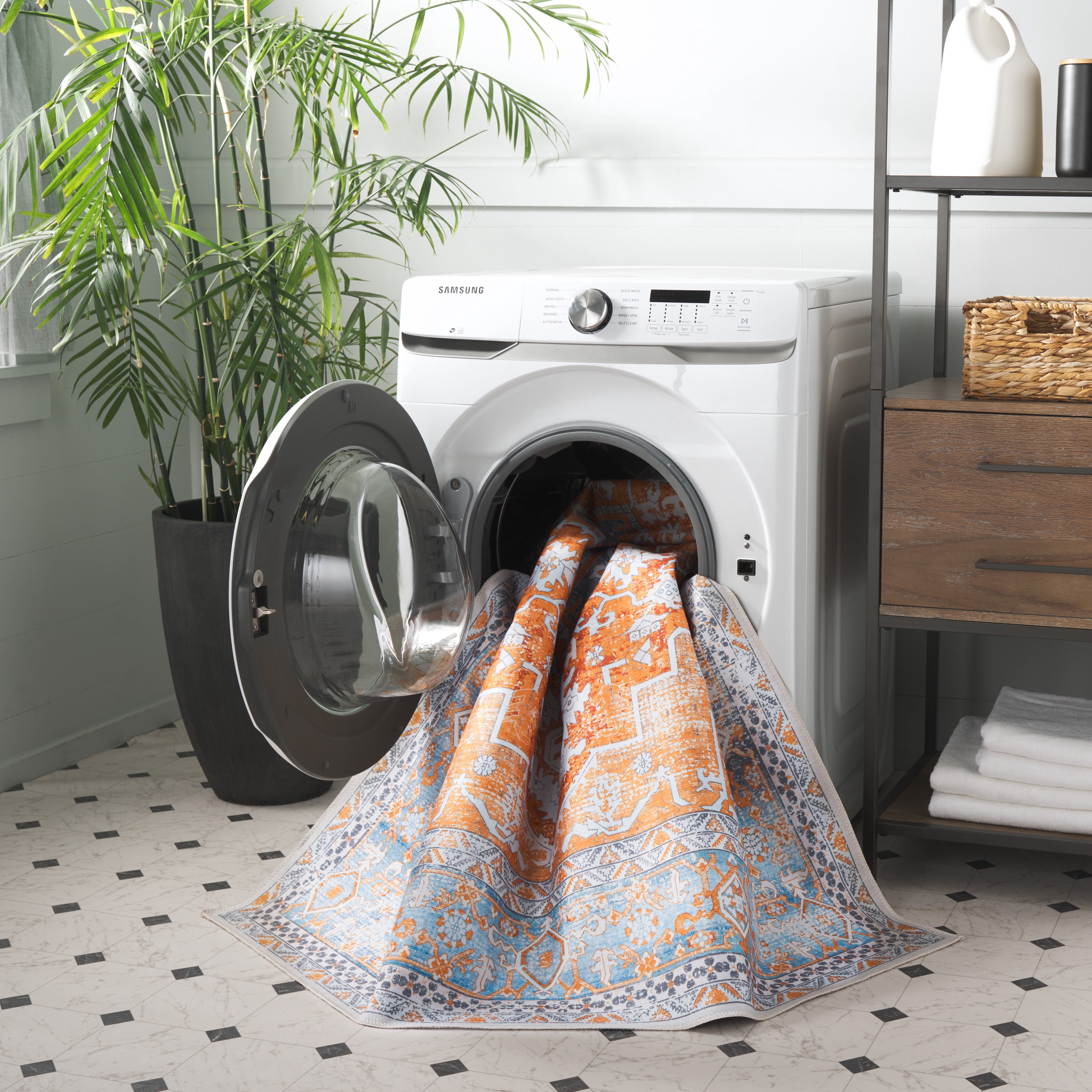 Safavieh Arizona Phelim Floral Machine Washable Area Rug, Rust/Gray, 4' x 6'