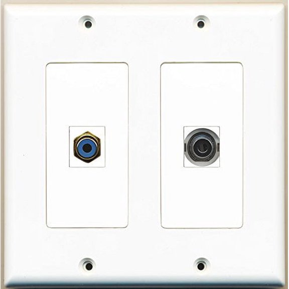 RiteAV - 1 Port RCA Blue 1 Port 3.5mm - Dual Gang Wall Plate