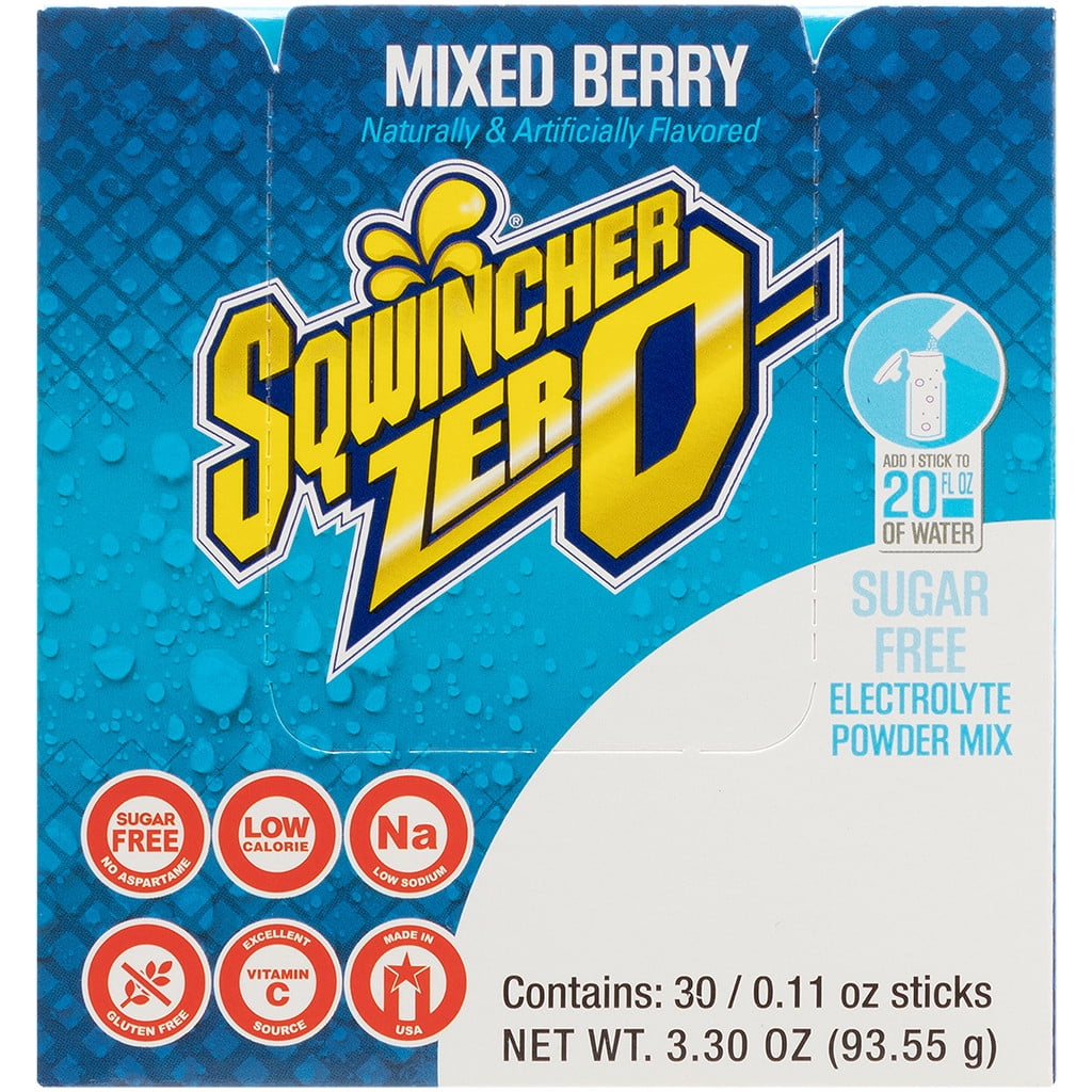 Sqwincher Zero Qwik Stik, Mixed Berry, 0.11 Ounce Packets, 30 Count