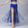 thumbnail image 5 of QATAINLAV Belly Dance Skirt for Women Mesh Side Split Long Skirts Sequin Mermaid Bodycon Wrap Hip Skirt Dark Blue, 5 of 8