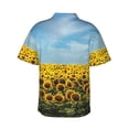 thumbnail image 3 of Balery Blooming Sunflower Field Print Men's Hawaiian Shirts Short Sleeve Beach Shirt Relaxed Fit Vacation Button Down Shirts-XX-Large, 3 of 9