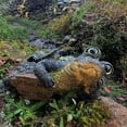 thumbnail image 3 of Homestyles Toad Hollow Extra Large Lying Gator with "Welcome to our Swamp" Sign Alligator Beach Garden Statue 21"W, 3 of 6