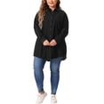 thumbnail image 2 of Camisas de mujer de talla grande Agnes Orinda, parte superior de chambray, camisas de mezclilla con botones, talla 5X, negra, 2 of 6