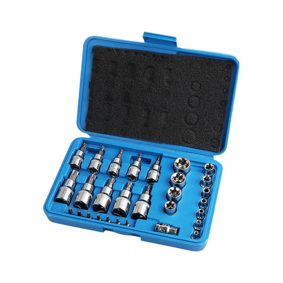 Sinyiin 29pc Professional Socket Wrench Set 1/4" 3/8" 1/2" Drive Auto Motorcycle Repair Steel Tool Suitable for Mechanic and DIY
