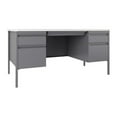 thumbnail image 4 of Lorell Fortress Series Teachers Desk 60" x 30" x 29.5" - Double Pedestal - T-mold Edge - Material: Steel - Finish: White Laminate Surface, Platinum, 4 of 8