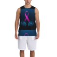 thumbnail image 4 of Gaeub Two Human Hands are Holds Pink Ribbon Awareness Men's Mesh Basketball Jersey, Quick-Drying Sleeveless Top S-4XL, Loose Muscle Tank Top -Large, 4 of 9