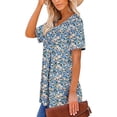thumbnail image 3 of Women’s Short Sleeve Floral Tops Summer Casual Loose Fit Tunic Shirts Button Detail Flowy Blouses for Leggings Jeans Daily Wear, 3 of 5