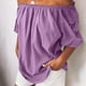 thumbnail image 2 of Vestidos Casuales Para Mujer, Blusas De Mujer De Moda Blusa informal de lino de manga corta, color liso, con elástico y hombros descubiertos para mujer, 2 of 6