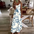 thumbnail image 2 of Plus Size Dresses for Women Casual V Neck Floral Print Maxi Dress Summer Sleeveless Spaghetti Strap Loose Long Vacation Dress, 2 of 5